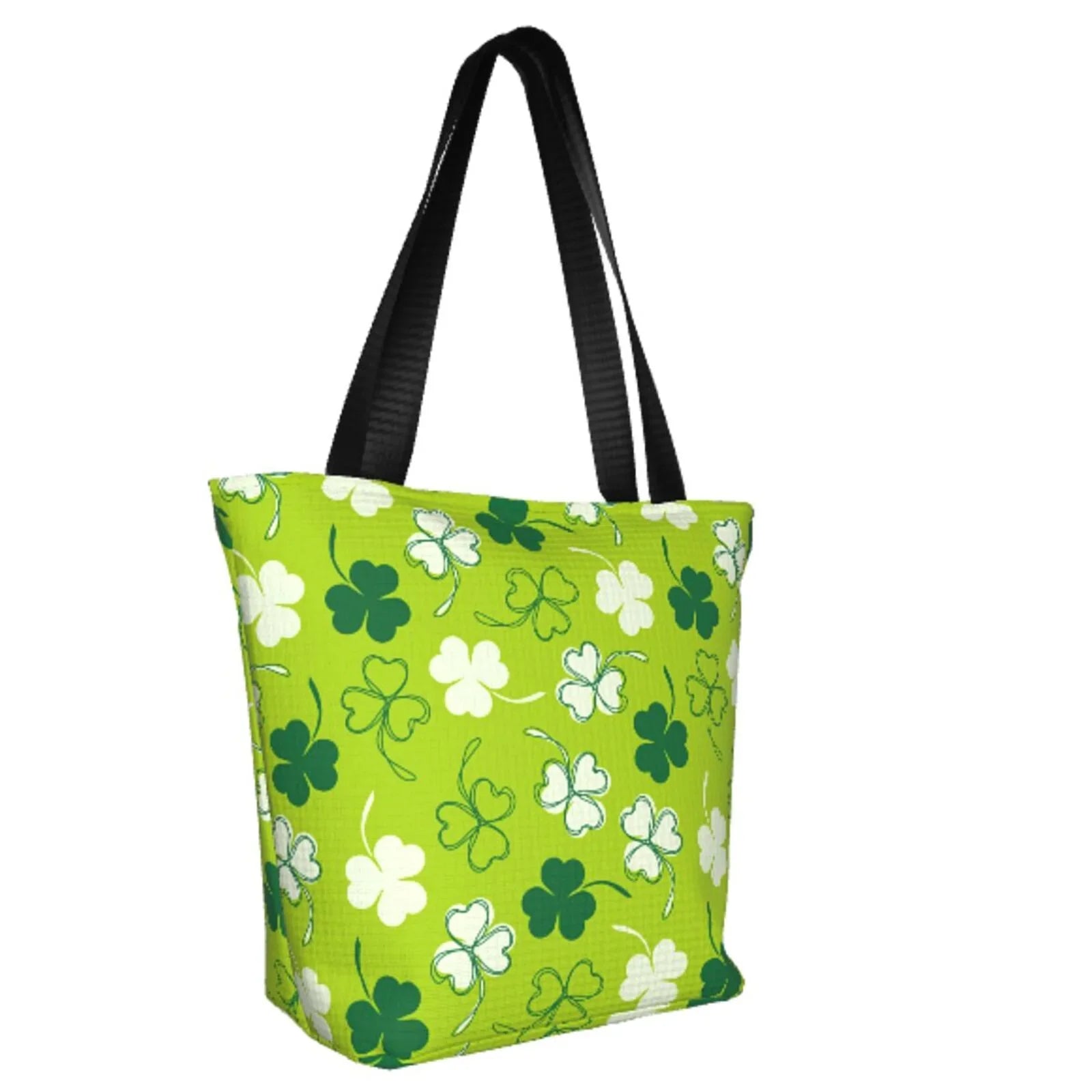 Easygdp St Patrick's Day7 Stylish Canvas Handbag Shoulder Tote Bag, Shopping Bag with Zip, Suitable Buying Groceries, Office, Fitness