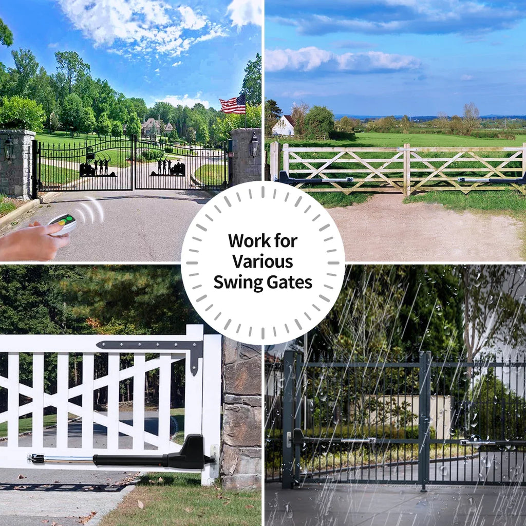 TOPENS AT1202 Dual Swing Gate Opener Heavy Duty Automatic Gate Motor Double Swing Gates Up to 18ft per Arm, Electric Driveway Gate Operator AC Powered with Remote Control Kit Solar
