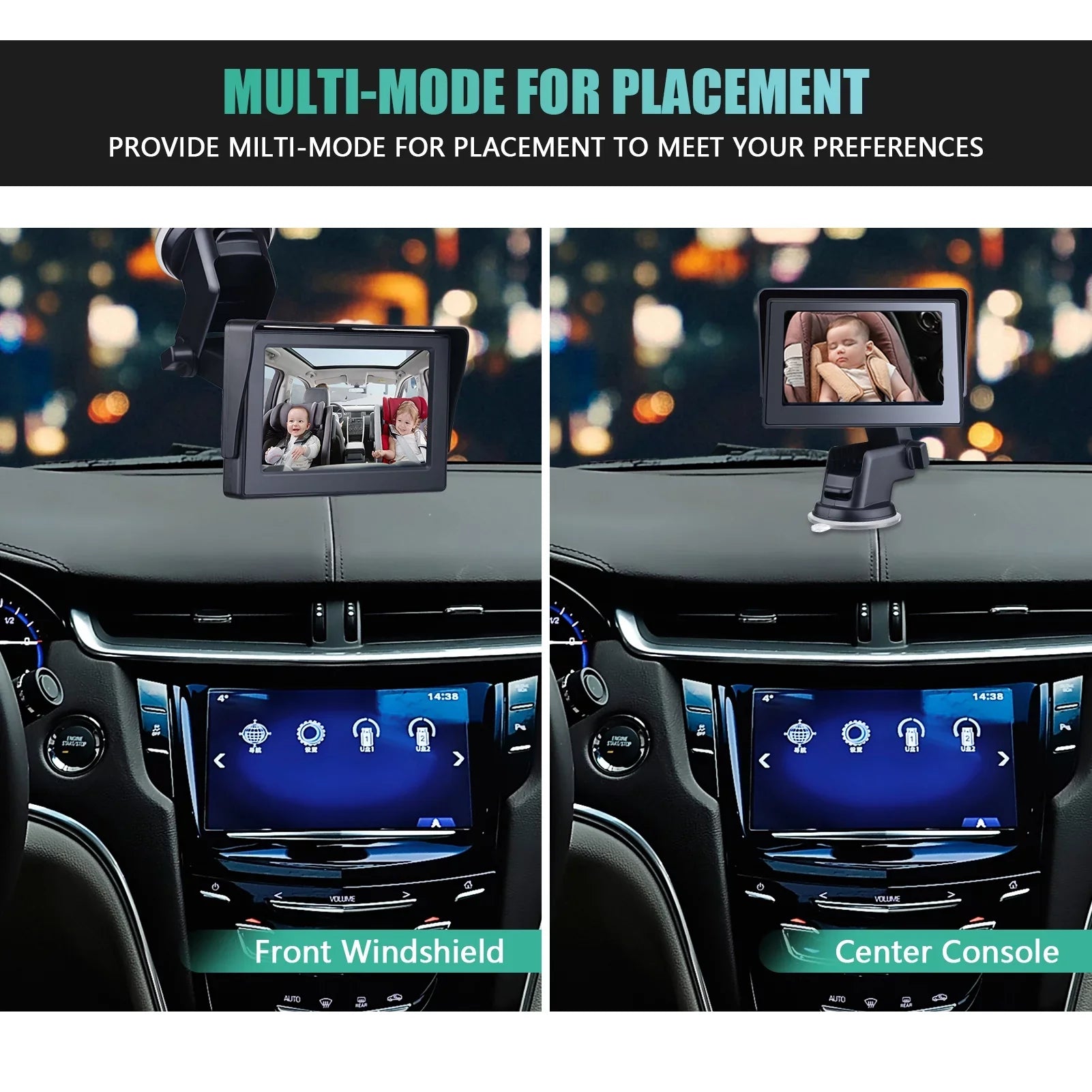 Andoer Crystal Clear View Baby Car Mirror Camera, 1080P Night Vision, Adjustable Angle, Long Cable