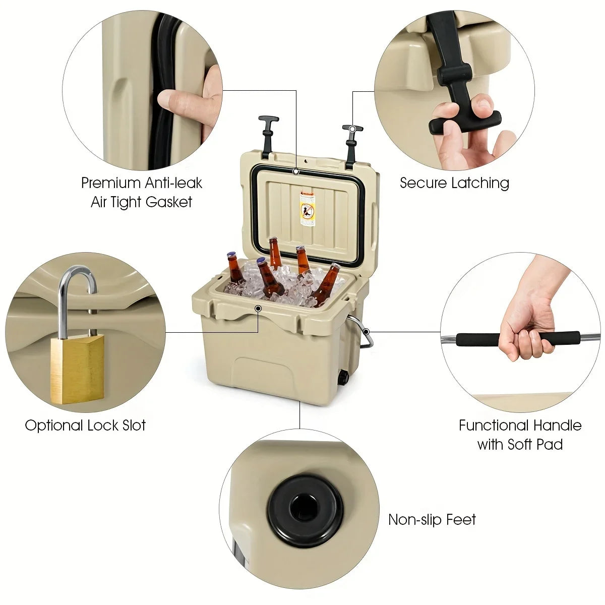 COSTWAY 16-Quart Cooler - Resilient Leak-Proof Ice Chest, Keeps 24 Cans Chilled - Optimal Outdoor Camping & Picnics