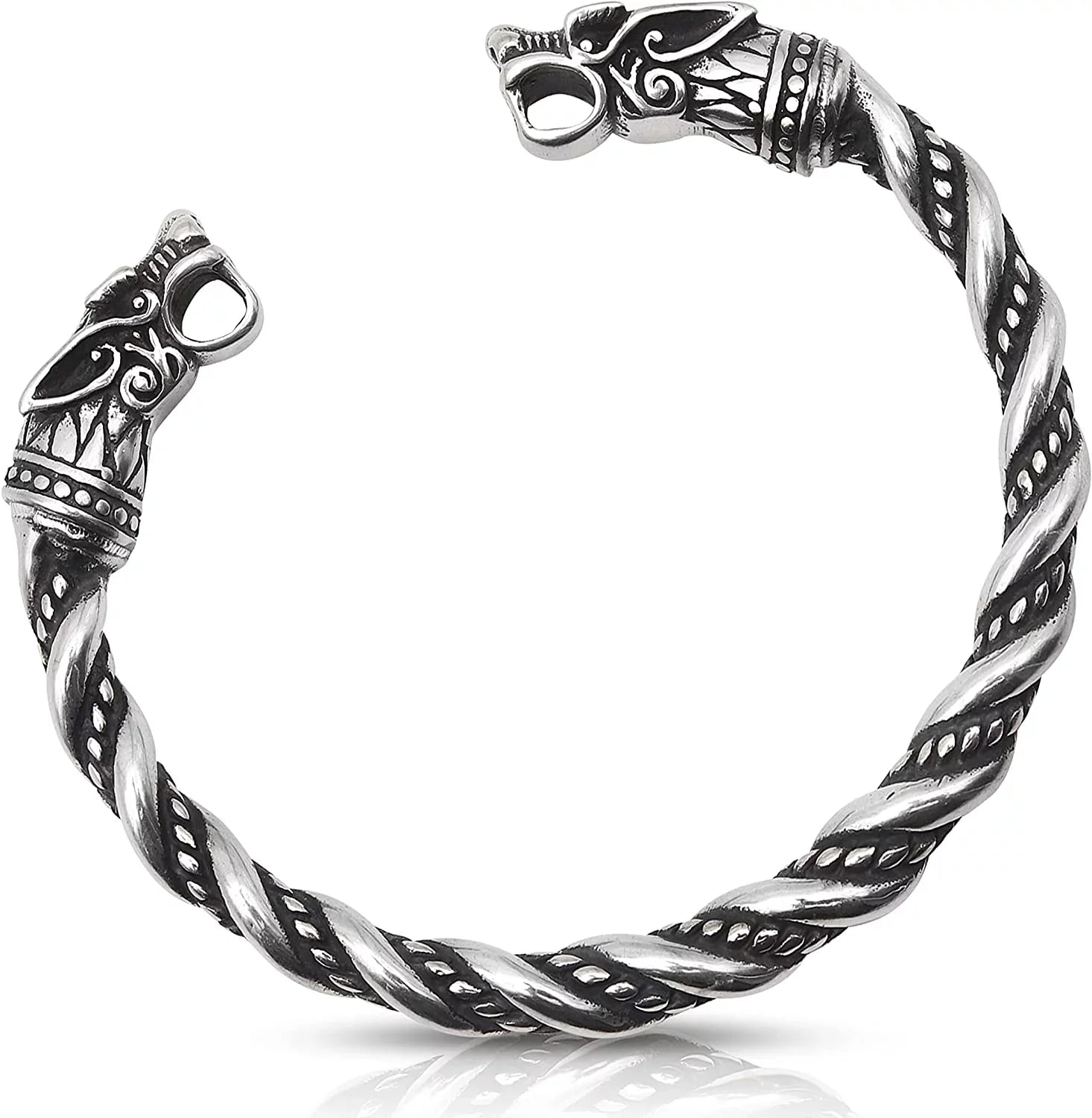 Bracelet Men | Adjustable Bracelet Men 7-10 inches | Pagan Jewelry | Norse God Odin Wolf Heads Arm Rings | Metal Wristband Gift Men & Boys