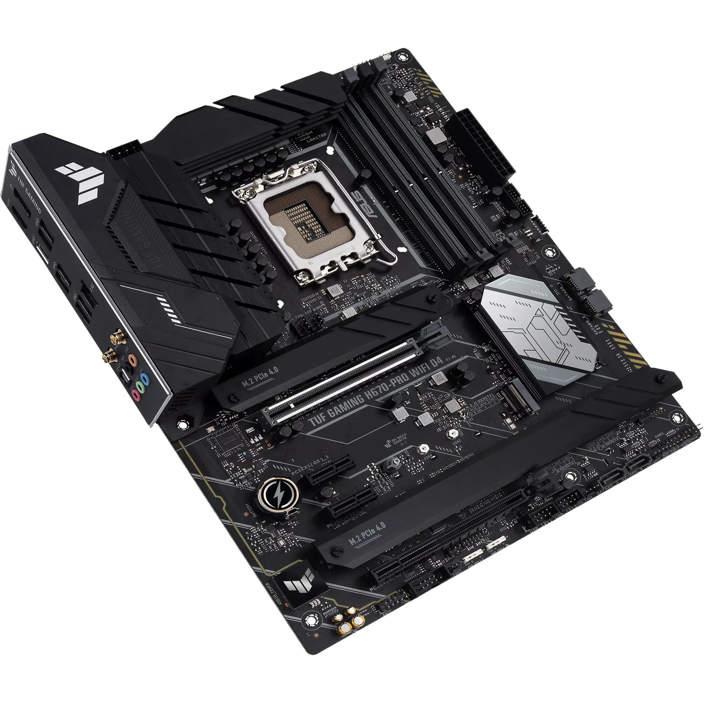 ASUS TUF GAMING H670-PRO WIFI D4 LGA 1700 (Intel 12th &13th Gen) ATX Gaming Motherboard (PCIe 5.0, DDR4, 14+1 DrMOS, 4xPCIe 4.0 M.2 Slots, WiFi 6, 2.5 Gb LAN, Front USB 3.2 Gen 1 Type-C)