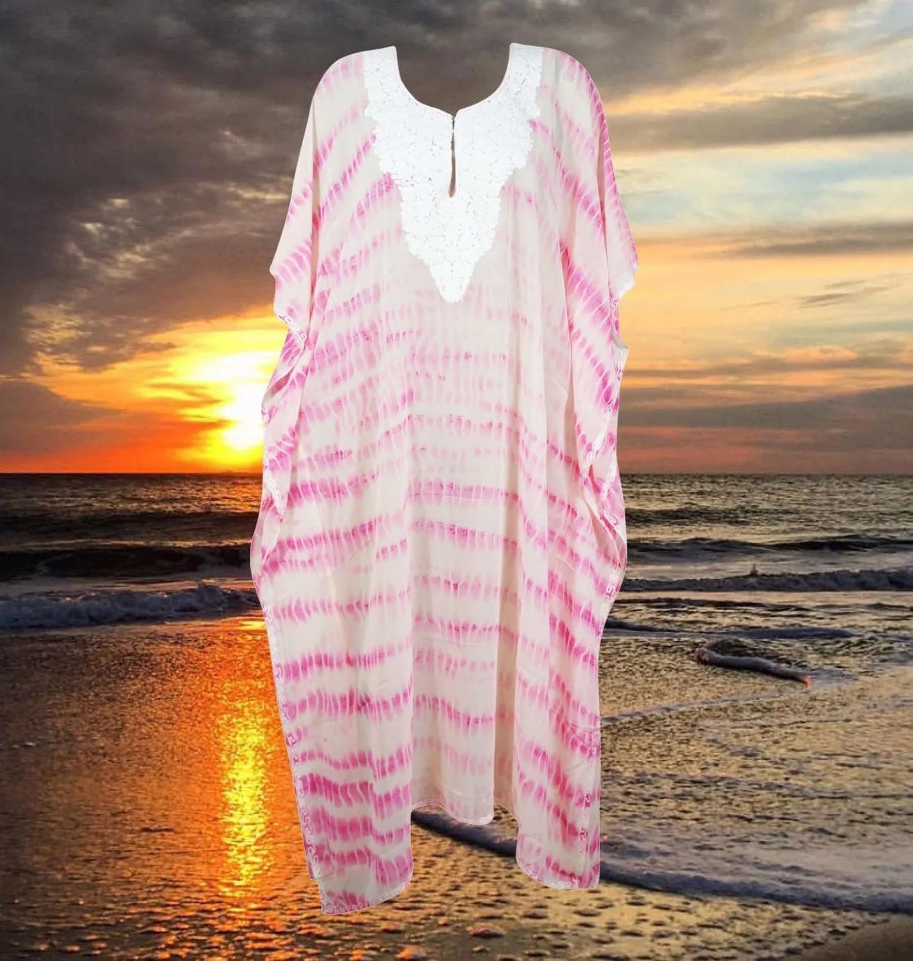 Soft Pink Sheer Kaftan Kimono Maxi Dress , Sexy Beach Wrap Caftan With Embroidery, Cruise Kaftan Travel Dress, One size, L-4XL