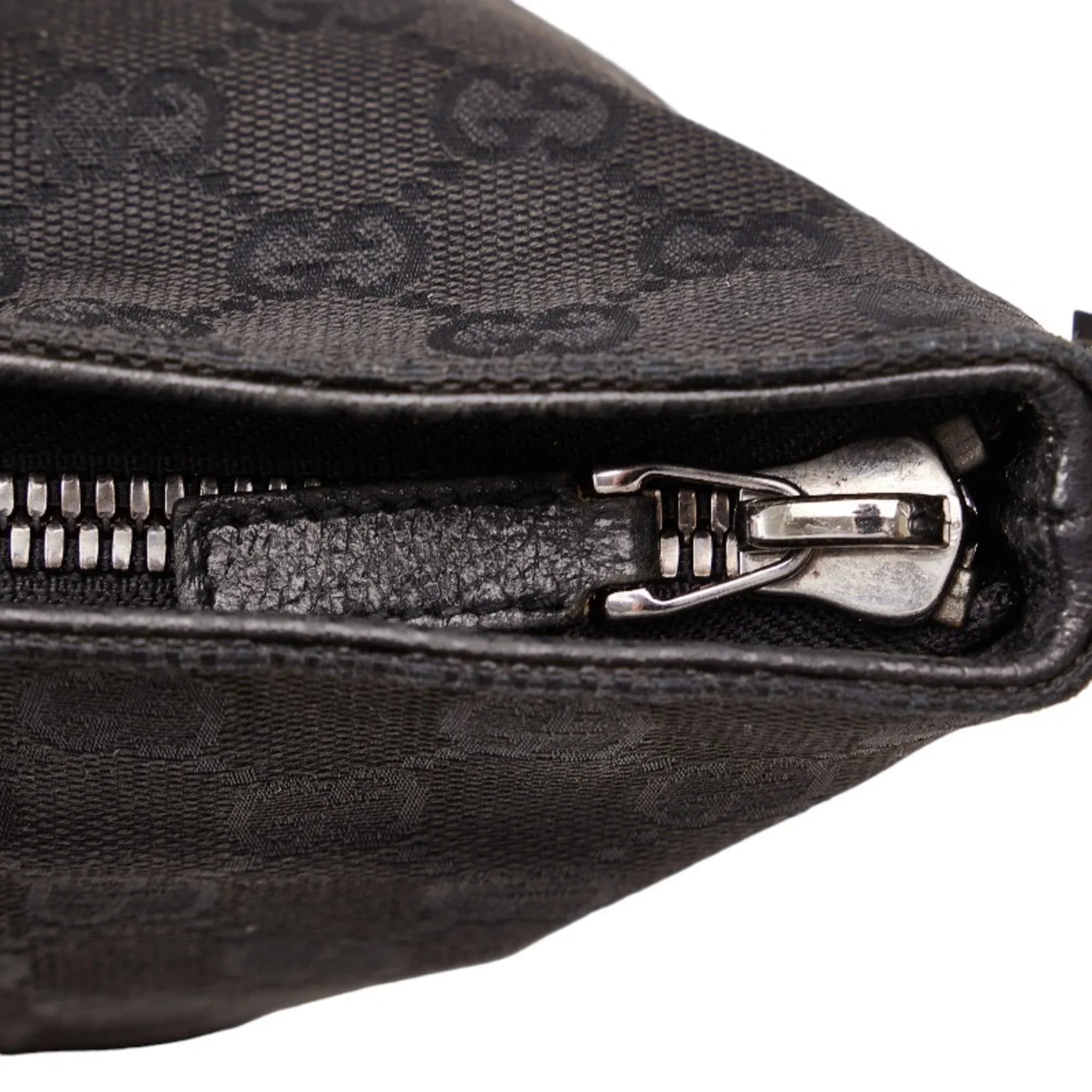 Pre-Owned Gucci GG canvas handbag tote bag 122797 black leather ladies GUCCI (Good)