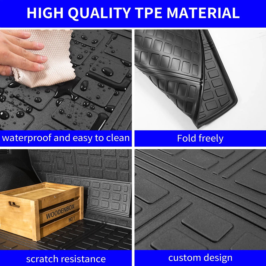 Cargo Mat with 2023 2024 Honda CRV Hybrid Cargo Liner Trunk Mat Back Seat Protection Protector Honda CR-V Accessories (Fit Upper Deck, Trunk Mat+Backrest Mats)