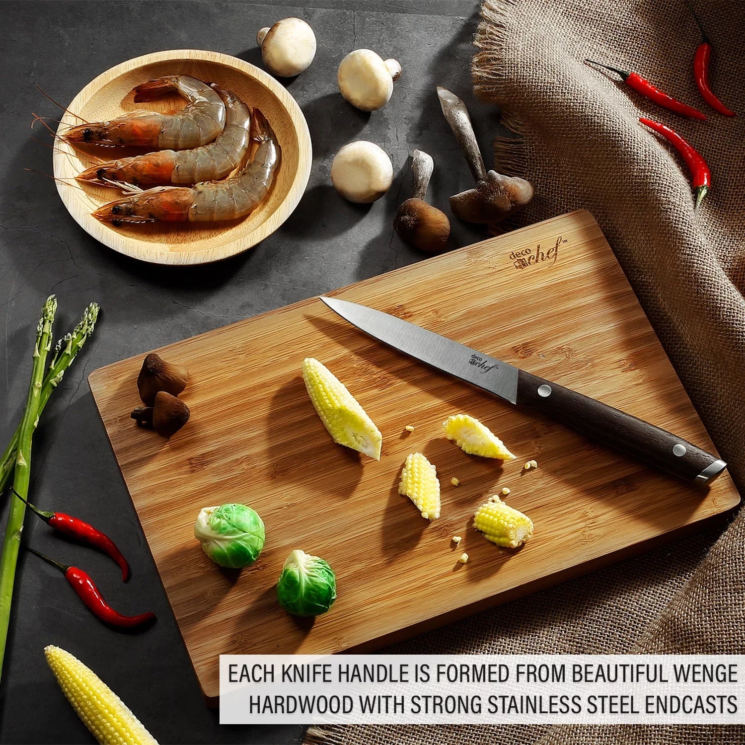 Deco Chef 16 Piece Kitchen Knife Set Wood Handles Chef Knife Cleaver Kitchen Shears and More