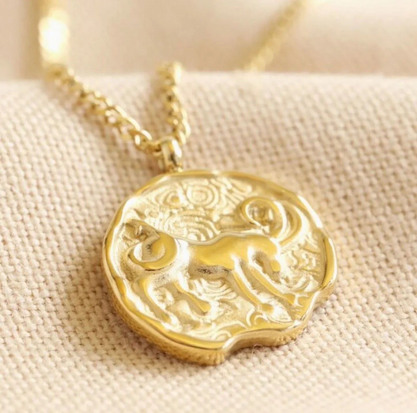 Blue Box Boutique Inc Gold Stainless Steel Capricorn Zodiac Pendant Necklace Women, Teens | Horoscope, Birthday Gift