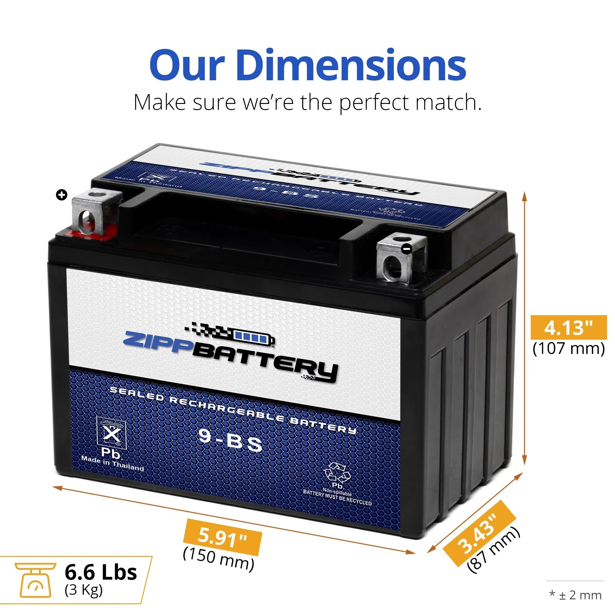 Zipp Battery YTX9-BS (9-BS 12 Volt,8 Ah, 120 CCA) Motorcycle Battery Kawasaki 636cc Zx636-b C Ninja Zx-6r 2003