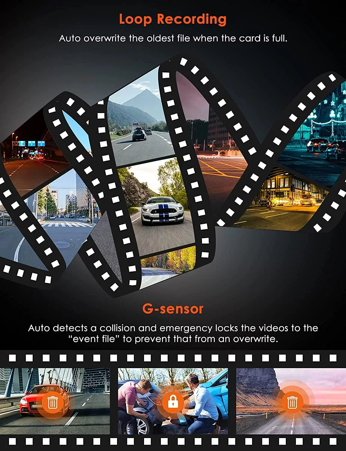 Vantrue Dual Front and Rear 1080P Dash Cam, Single Front 4K Car Camera, Hidden Design, Built in GPS, 24/7 Parking Mode, Low Bitrate Recording, HDR, Night Vision, Supercapacitor, G-Sensor (S1W)