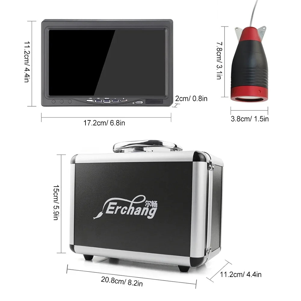 Erchang 7 Inch DVR Underwater Fishing Camera Portable Video Fish Finder Lake Sea Fishing, Compact and Lightweight, Convenient Traveling Anglers