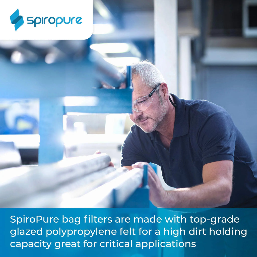 SpiroPure SP-BP-420-10 10 Micron #4 (20”) Glazed Polypropylene Felt Liquid Bag Filter BP-420-10 155388-03 (Case of 40)