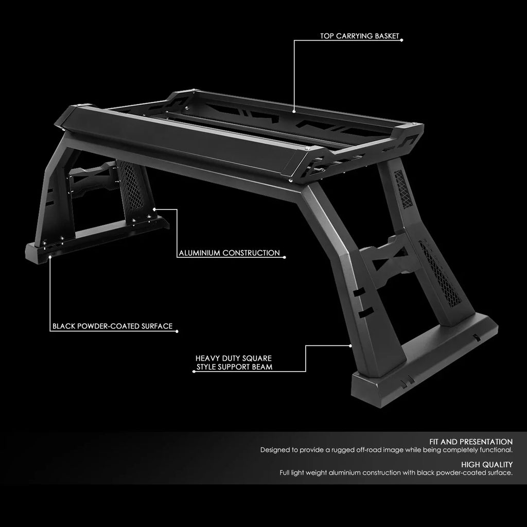 DNA Motoring TCRB-007 For 2007 to 2018 Toyota Tundra Square Style Offroad Truck Bed Roll Bar+Cargo Box 08 09 10 11 12 13 14 15 16 17