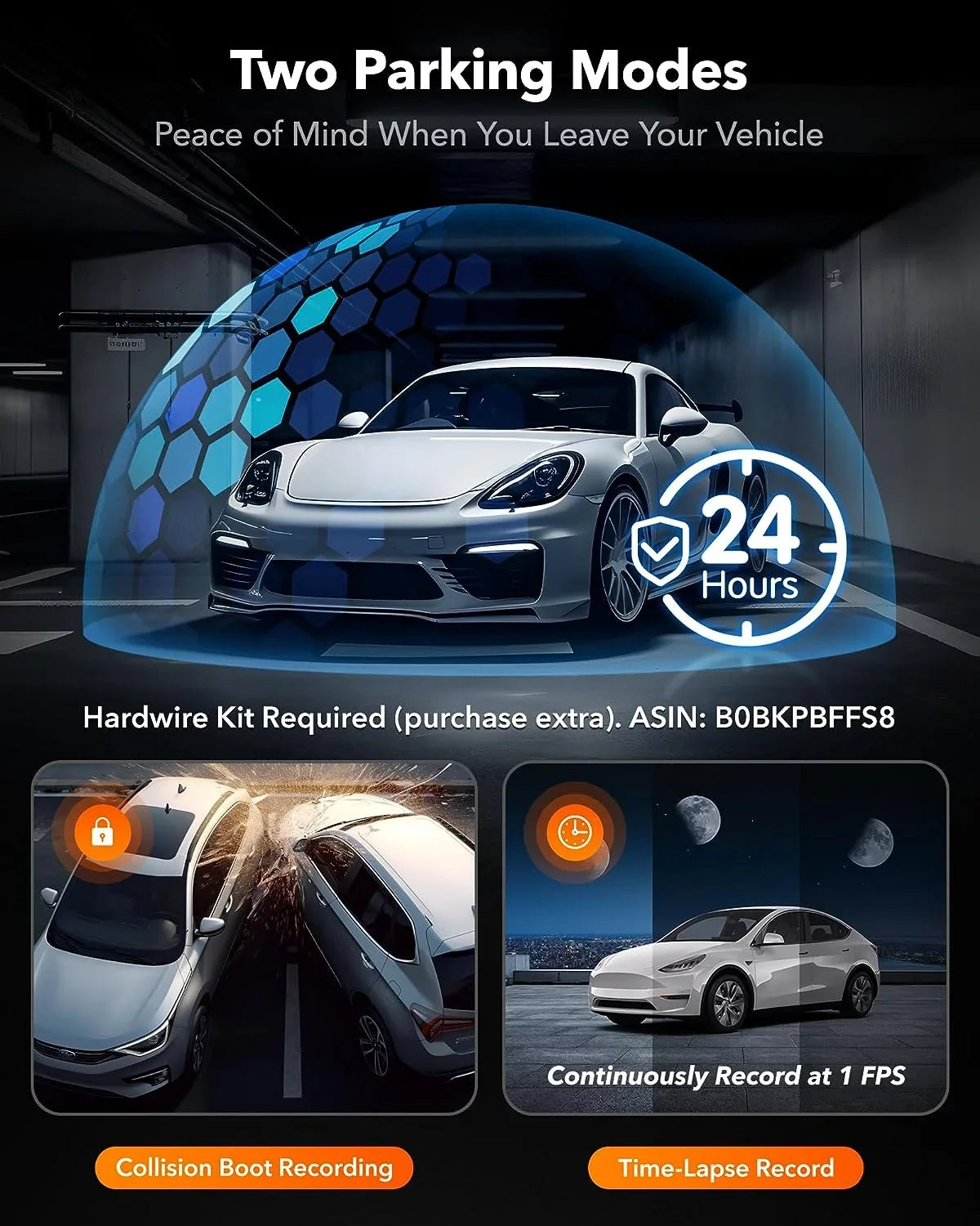 WOLFBOX 4K Dash Cam 3 Channel, WiFi&GPS, 3" LCD DashCam Front and Rear with Super IR Night Vision, Loop Recording, G-Sensor, 24H Parking Monitor