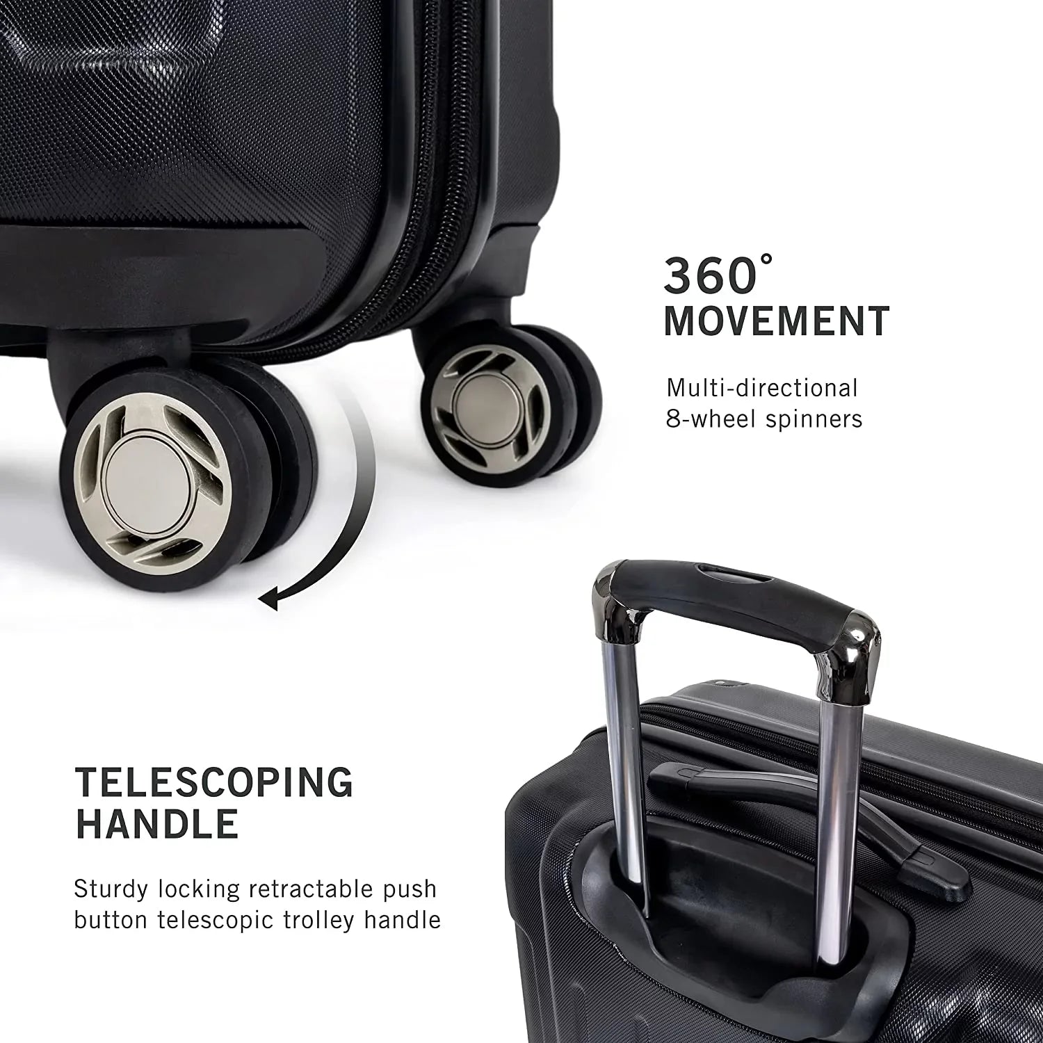 Kenneth Cole REACTION Renegade Luggage Expandable 8-Wheel Spinner Lightweight Hardside Suitcase, Black, 3-Piece Set (20"/24"/28") 3-Piece Set (20"/24"/28") Black