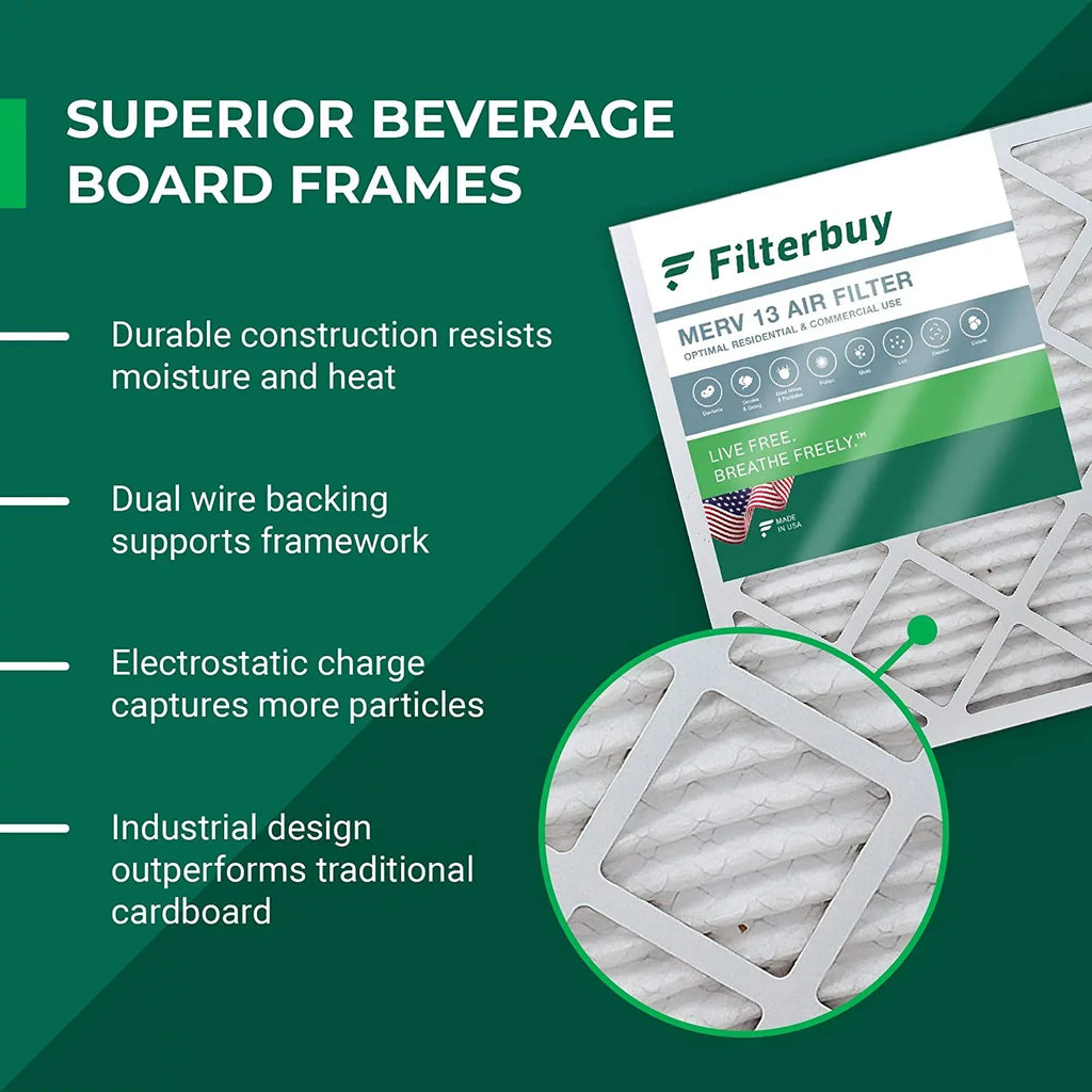 Filterbuy 12x27x1 MERV 13 Pleated HVAC AC Furnace Air Filters (4-Pack)