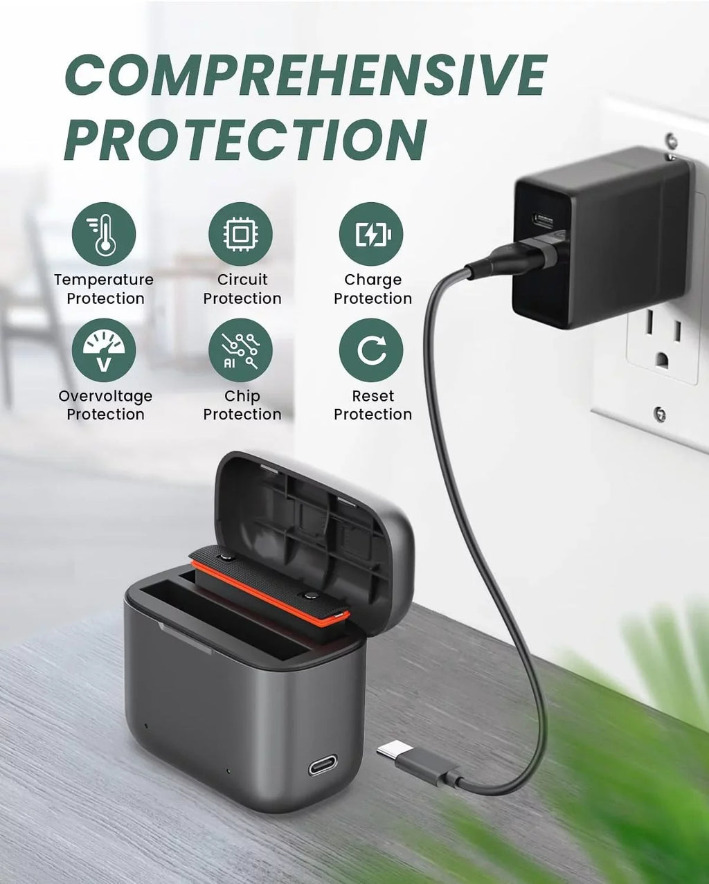 2 Channel Battery Charging Station & One Battery Insta360 x3 Camera 1800mAh High Capacity, Charger Station with Misro SD Card Slots