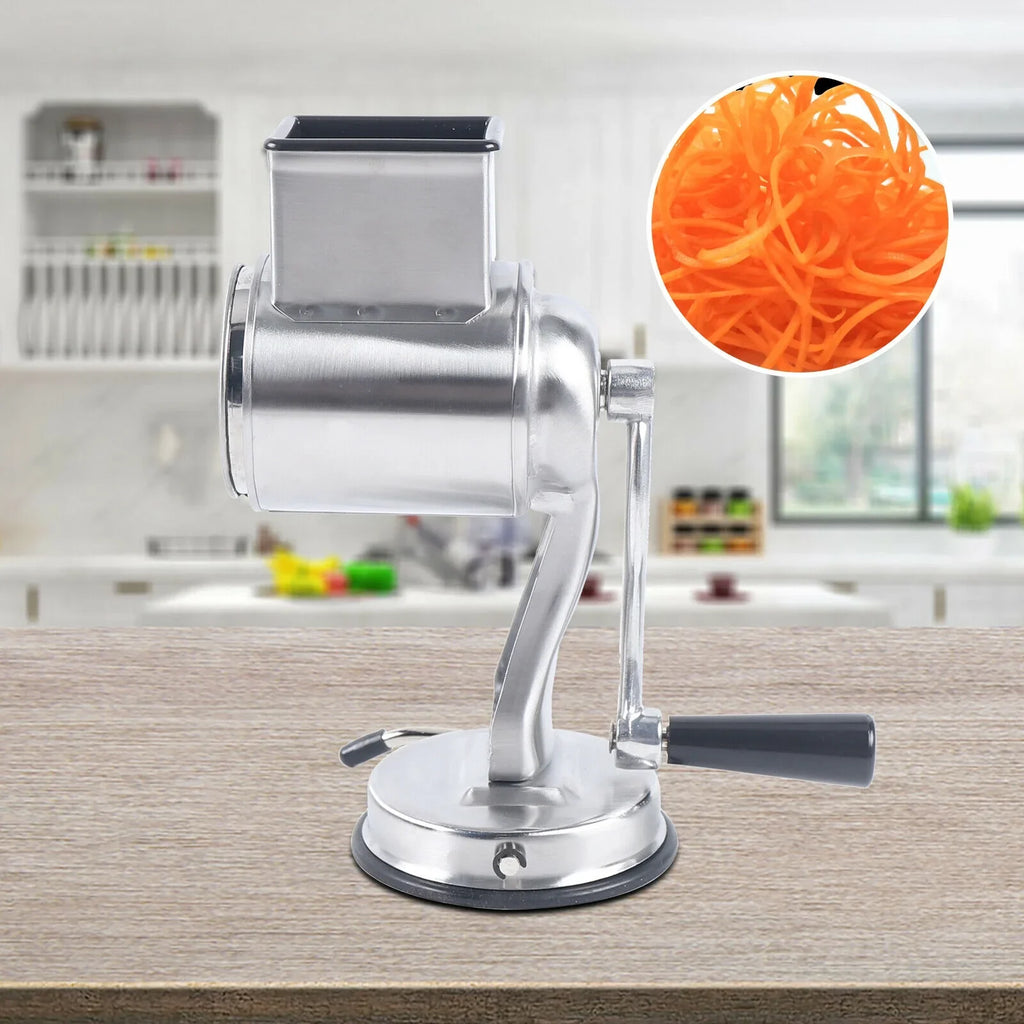 OUKANING Stainless Steel Cheese Food Grater Rotary Drum Slicer Shredder Grinder with 5 Blades