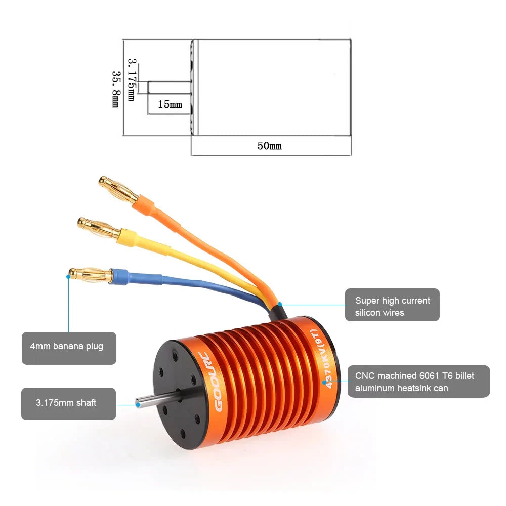 GoolRC Upgrade Waterproof F540 4370KV Brushless Motor with 45A ESC Combo Set 110 Car Truck