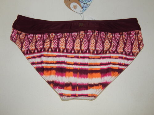 prAna Ramba Size Small (S) Hipster Mid Rise Bikini Bottoms Black Cherry Izabal