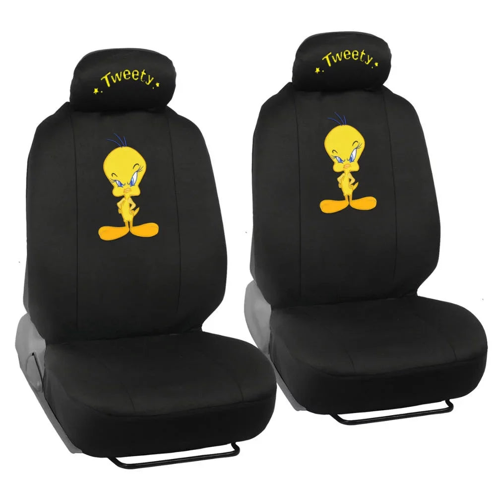 BDK Looney Tunes Tweety Bird Car Seat Shield with Floor Mats Full Set - Holiday Car Auto Accessories Gift Set