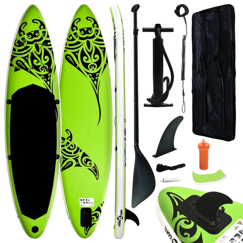 Walmeck Inflatable Paddleboard Set 126"x29.9"x5.9" Green