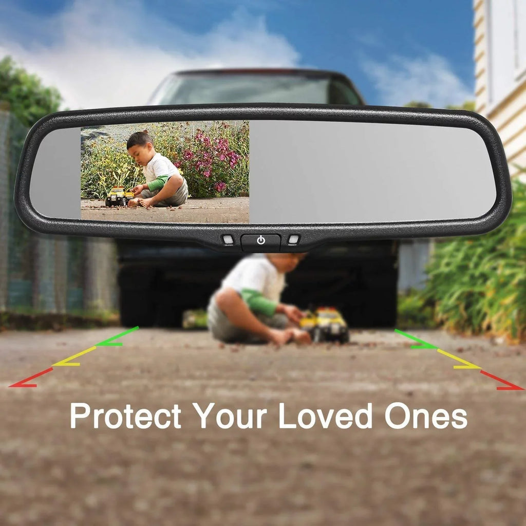 AUTO-VOX 4.3”LCD OEM Rear View Mirror Monitor with IP 68 Waterproof Back Up Car Camera, Night Vision Back Up Camera System Parking & Reversing (T2 )