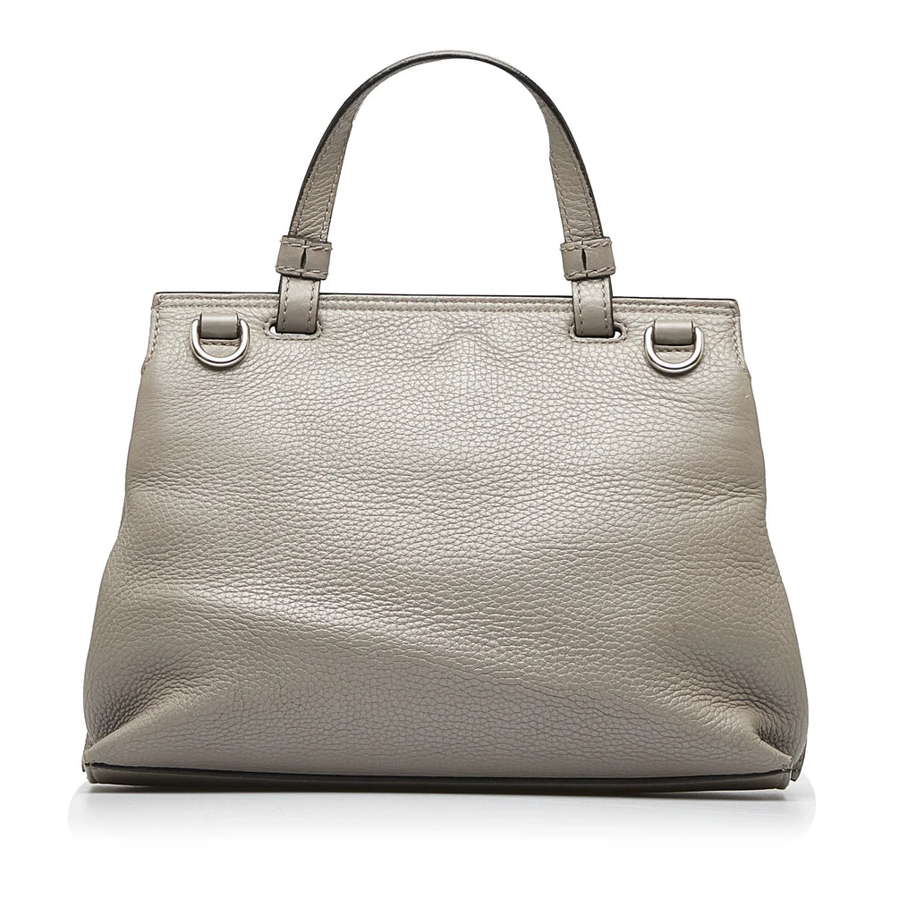 Pre-Owned Authenticated Gucci Medium Bamboo Daily Calf Leather Gray Satchel Unisex (Good)