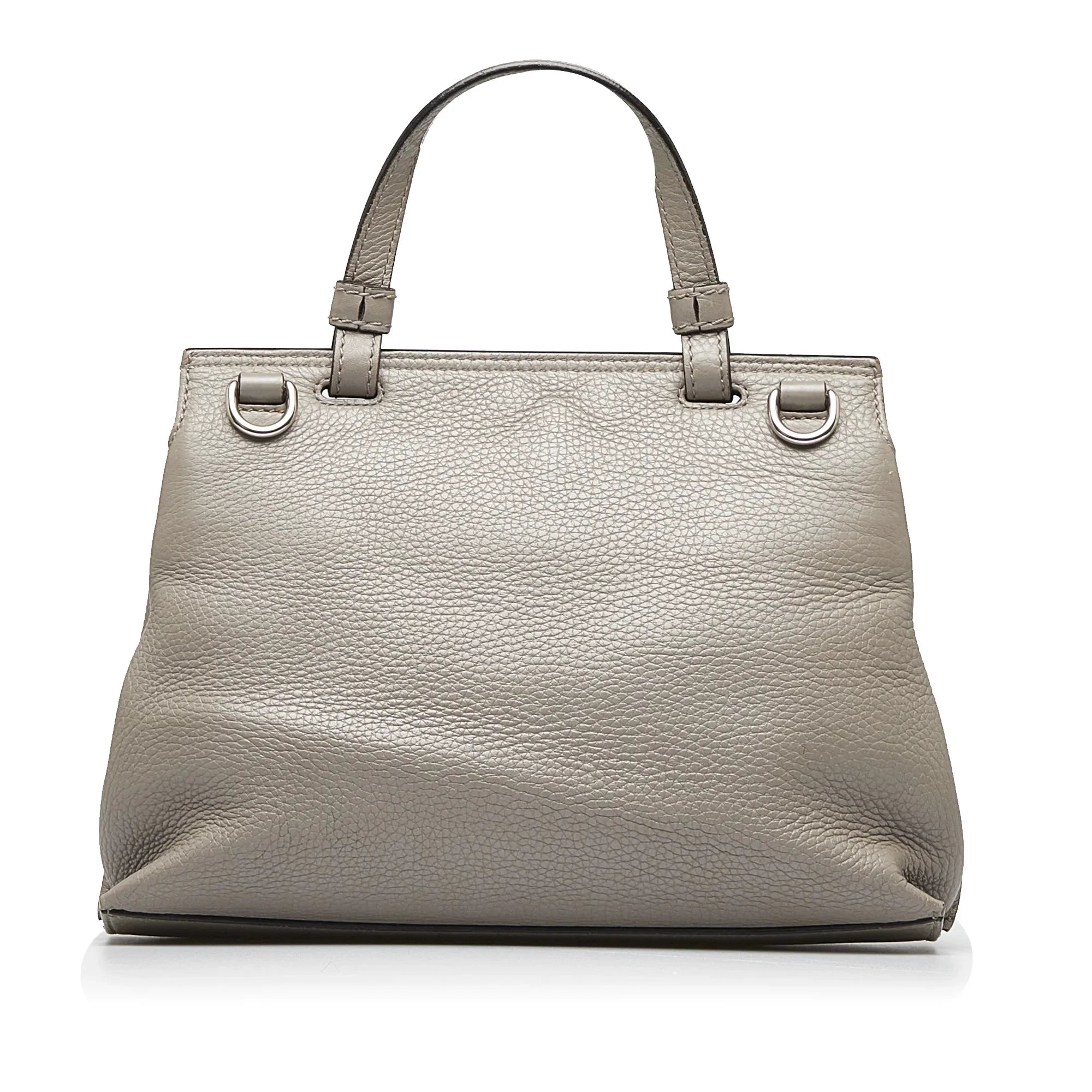 Pre-Owned Authenticated Gucci Medium Bamboo Daily Calf Leather Gray Satchel Unisex (Good)