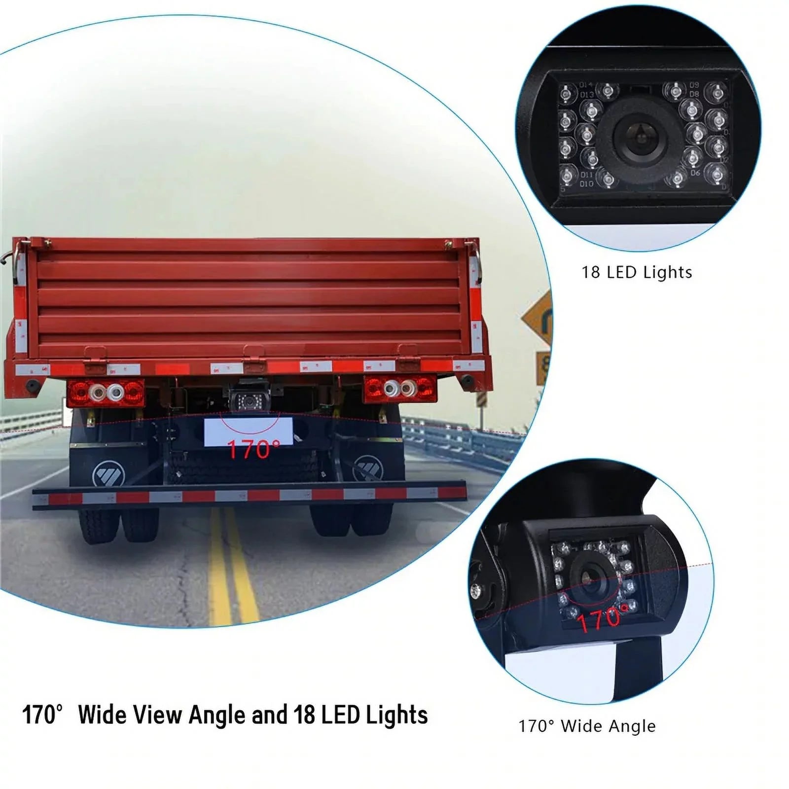 12V/24V parking system 7inch TFT LCD Car Monitor IR with 18 LED camera Bus RV Car Van Truck reverse Night Vision+32 feet cable