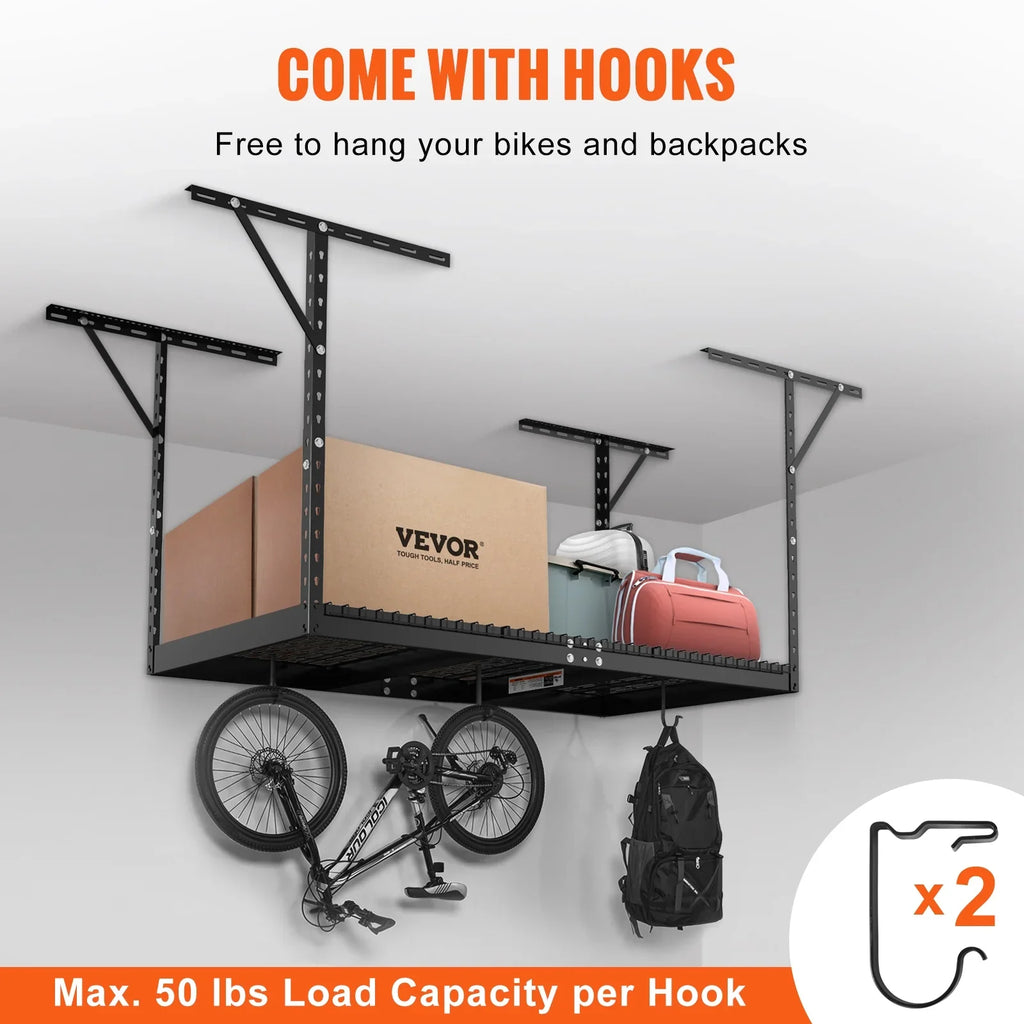 VEVOR Overhead Adjustable Garage Storage Rack 36x72in Ceiling Rack 550lbs Black