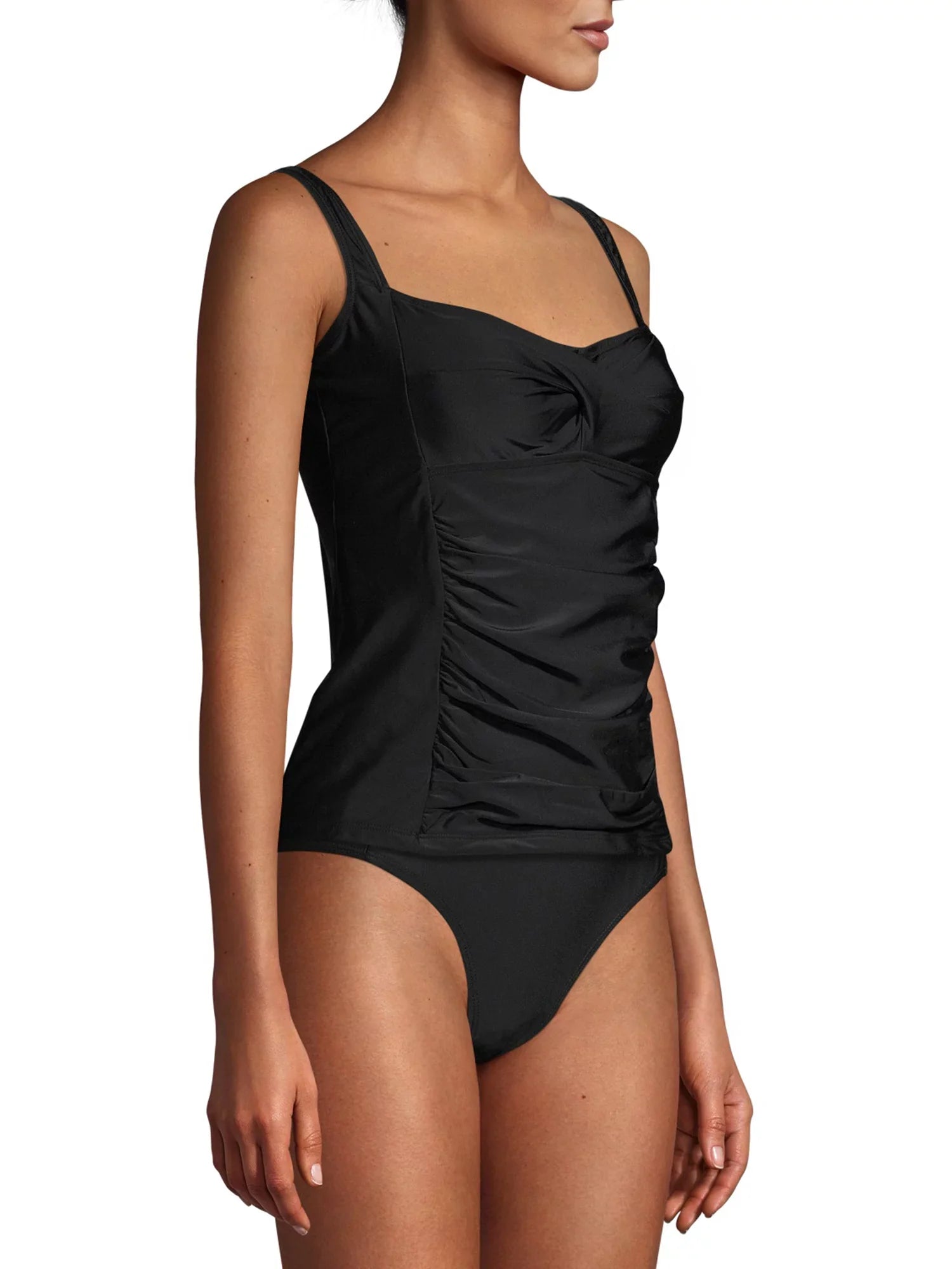 Gloria Vanderbilt Solid Princess Ruched Tankini Swimsuit Top