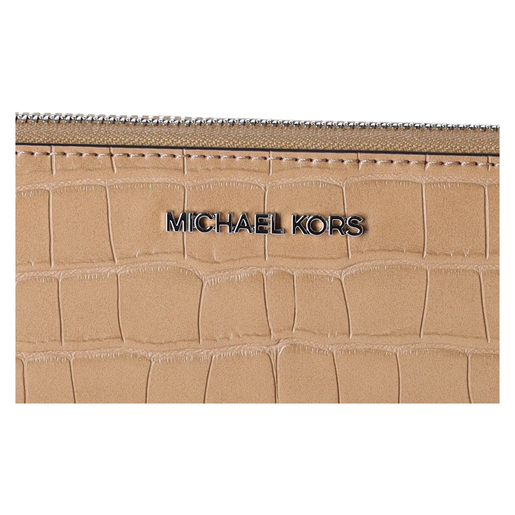 Michael Kors Jet Set Travel Large Continental Wallet Croc Embossed Camel
