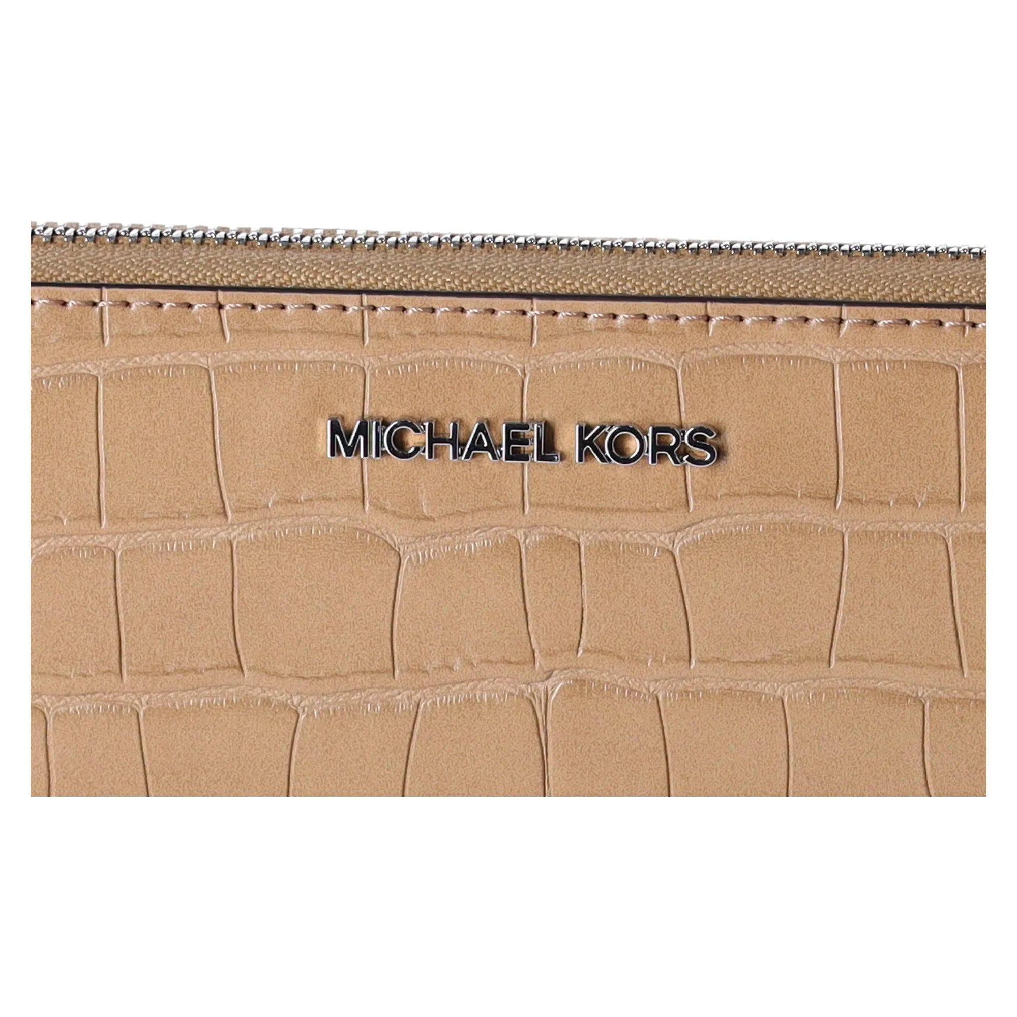 Michael Kors Jet Set Travel Large Continental Wallet Croc Embossed Camel