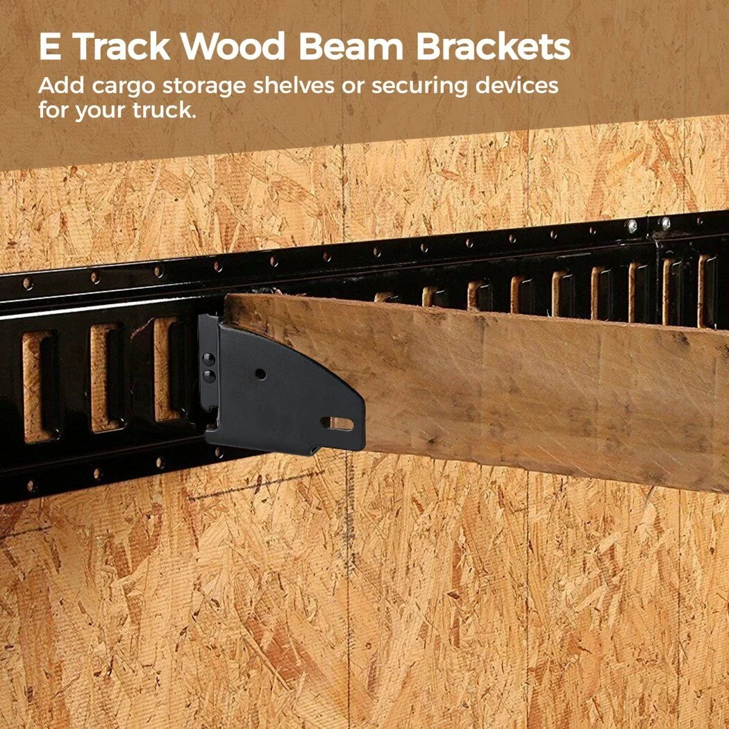 E Track Wood Beam Brackets, 4PCS E Track Wood Beam Socket Fittings, Cargo Tie Down Accessories, Cargo Storage Lumber Brackets Trucks, Trailers, RVs, Vans