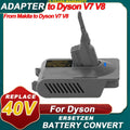 2-In-1 Battery Adapter Makita 40V Lion Battery Convert to Dyson V7&V8 Battery, SV11, V7 Motorhead, Watercraft Absolute, Animal, Absolute, Fluffy, V8 Motorhead, Carbon Fiber, Slim vacuum