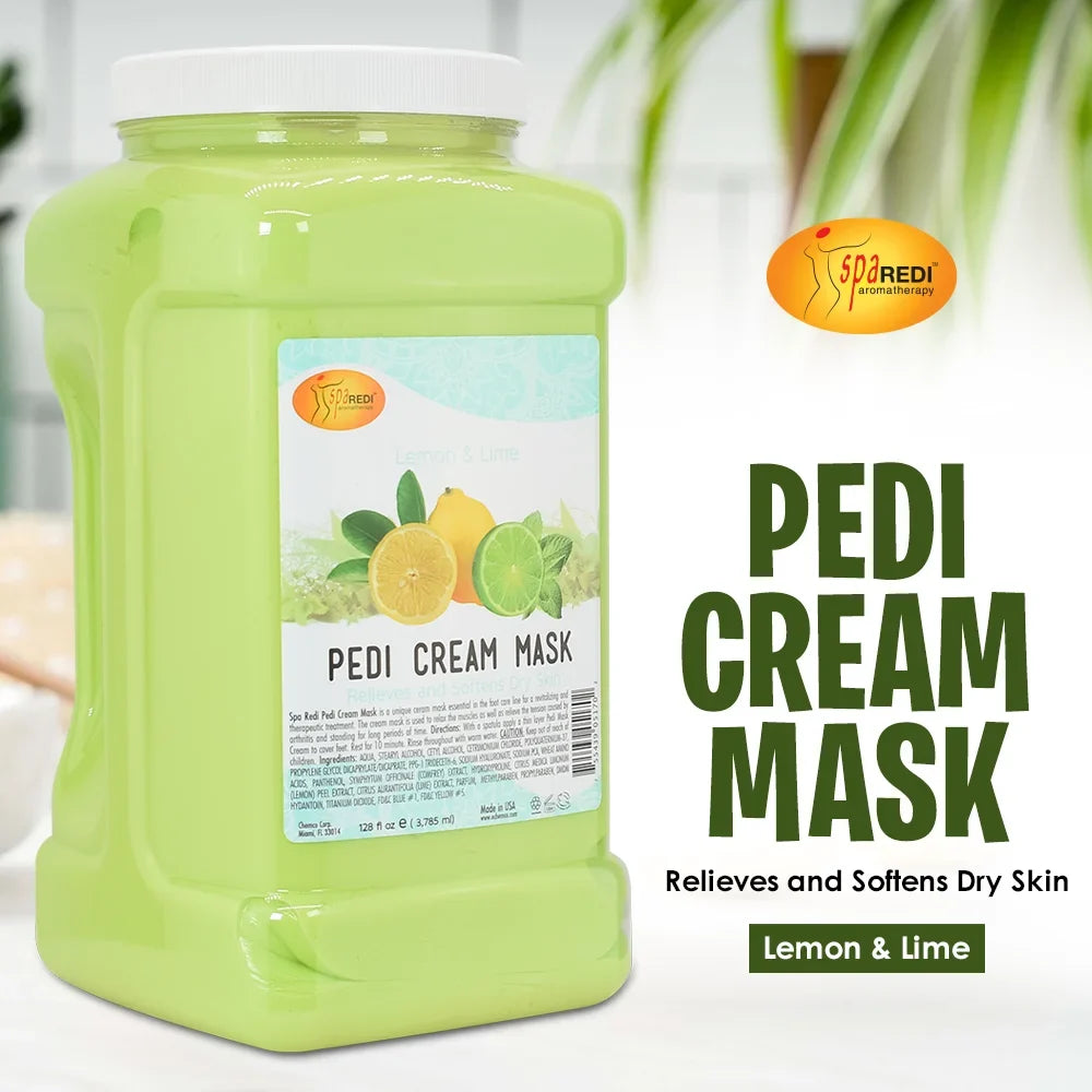 SPA REDI - Body and Foot Cream Mask, Lemon, 128 Oz - Pedicure Massage Tired Feet and Body, Hydrating, Fresh Skin - Infused with Hyaluronic Acid, Amino Acids, Panthenol, Comfrey Extract