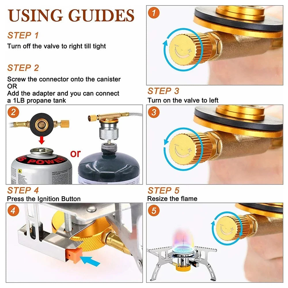 Camping Gas Stove, Folding Mini Pocket Stove Camping Gas Stove Split Stove, Silver