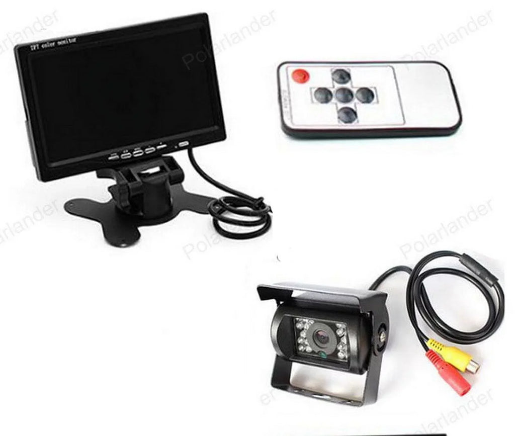 12V/24V parking system 7inch TFT LCD Car Monitor IR with 18 LED camera Bus RV Car Van Truck reverse Night Vision+32 feet cable