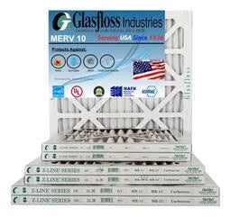 Glasfloss 13x25x1 - MERV 10 -Qty:12 - Furnace Air Filter - Made in USA (Actual Size: 12.5 x 24.5x7/8 inch)