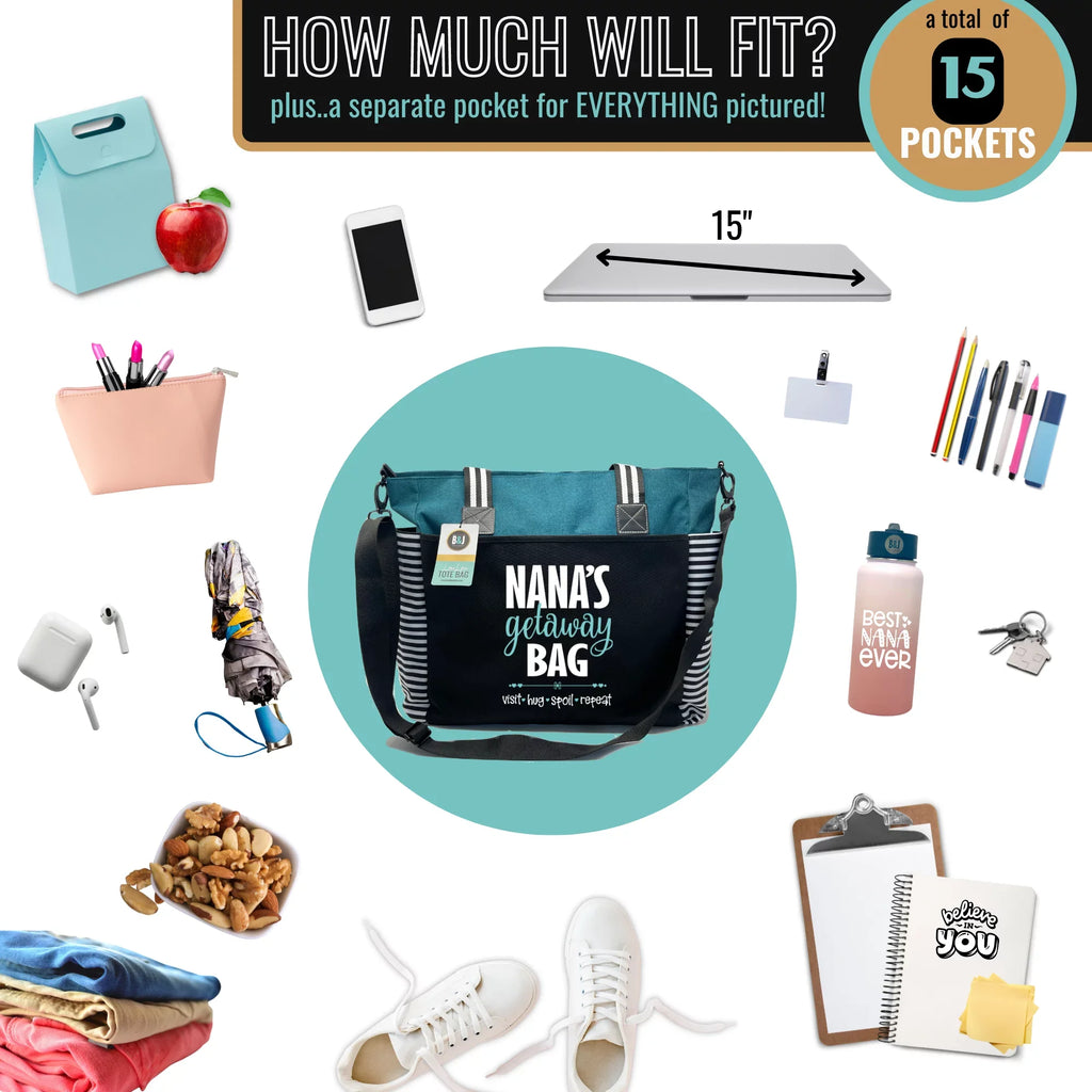 Nana Getaway LouLou Teal Tote Bag Grandmothers