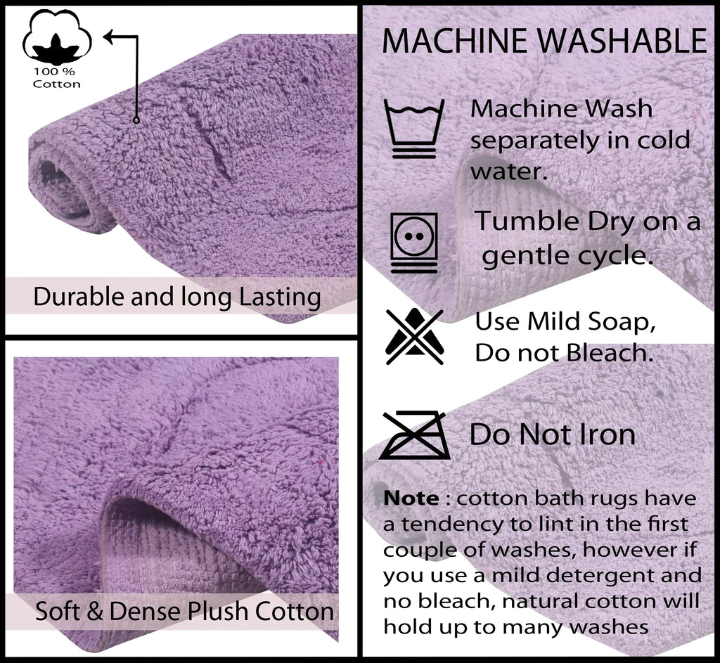 Home Weavers Waterd Collection 100% Cotton Tufted Bath Rug, Extra and Absorbent Bath Rugs, Non-Slip Plush Bath Carpet, Machine Wash Dry, bath rugs Bathroom Floor, 20" x 20" Contour, Purple Rug