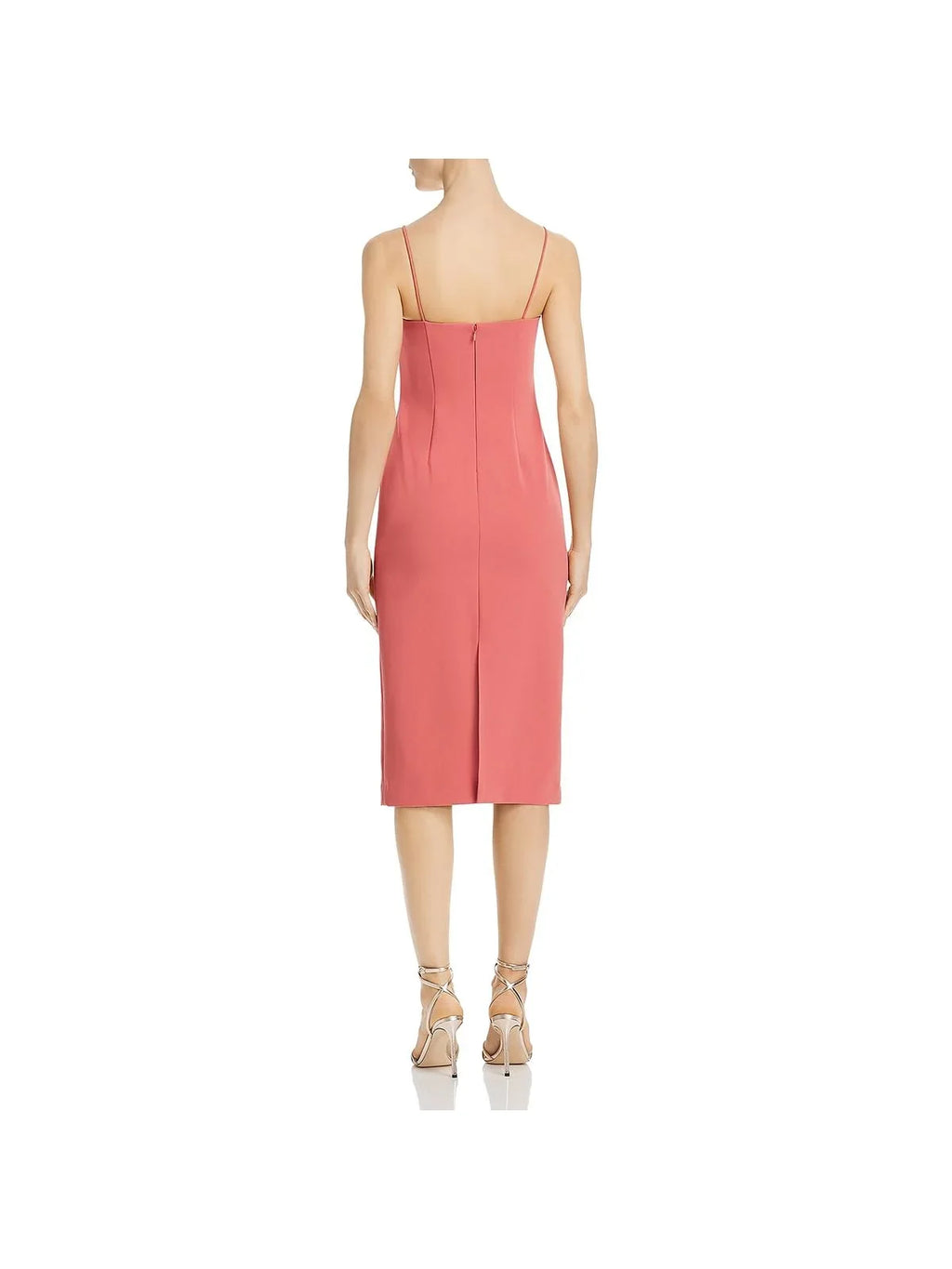 JILL STUART Womens Coral Spaghetti Strap Below The Knee Sheath Evening Dress 10