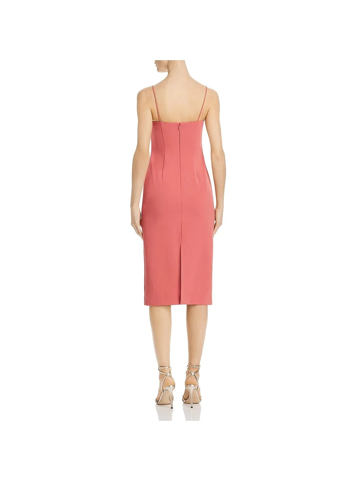 JILL STUART Womens Coral Spaghetti Strap Below The Knee Sheath Evening Dress 10