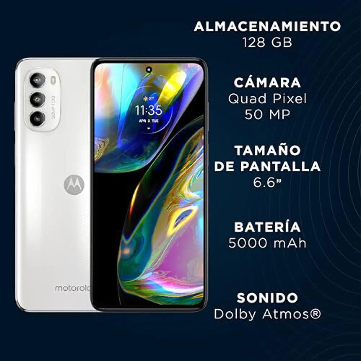 Motorola Moto G82 5G Single SIM | 6GB RAM + 128GB Internal Storage | Stereo Speakers W/Dolby Atmos | 50MP OIS Main Camera | 6.6" OLED 120Hz Display | GSM Only NO CDMA| International Version - (White)
