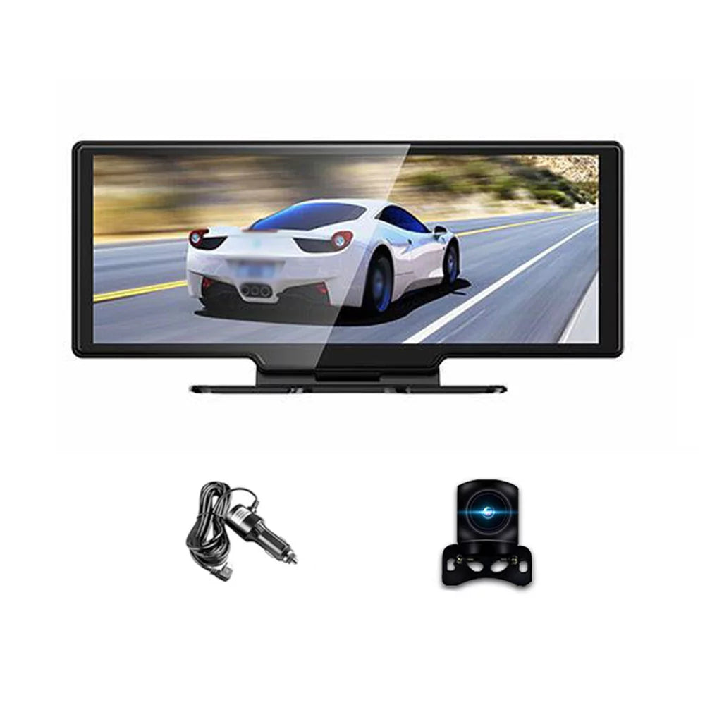 4K Front & Rear DVR Dash Camera with 10.26 Inch Touchscreen - Android Auto , Built-in WiFi, G-Sensing, Loop Recording, Hands-Free Calling