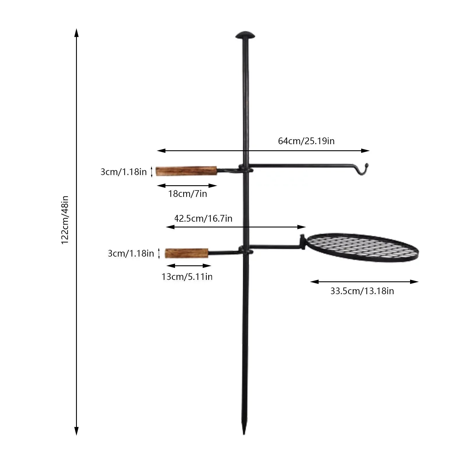 2 in1 Adjustable Fire Pit Grill Outdoor Swivel Camping Grill Charcoal BBQ Grill