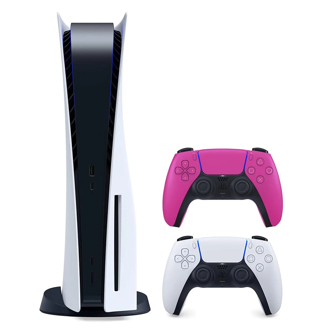 Sony Playstation 5 Disc Version (Sony PS5 Disc) with Extra Controller and Dual Charging Station - Nova Pink Bundle