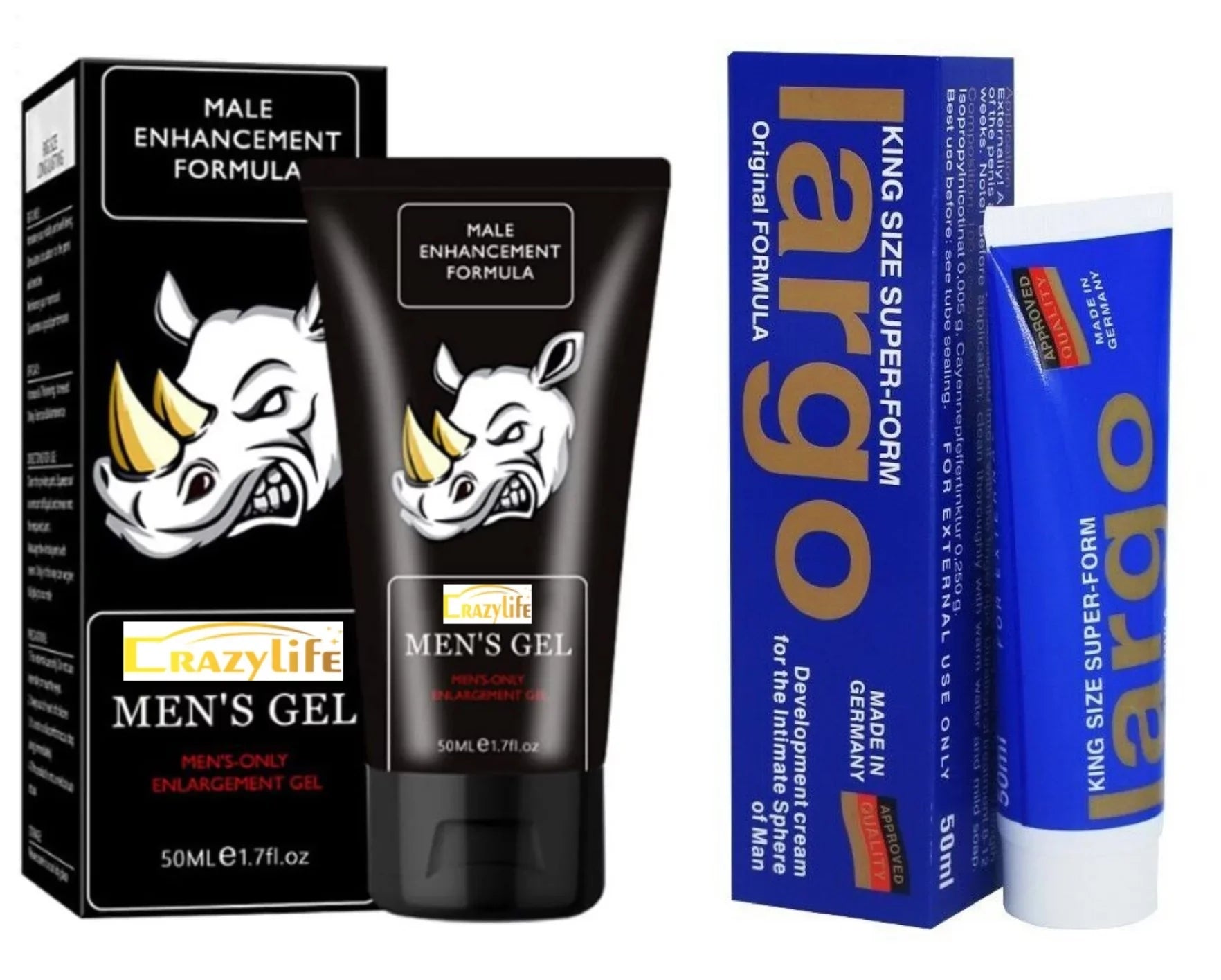 2PC RHINO GOLD Gel Special Gel For Men – LARGO CREAM Pure Moisturizing Gel Men RHINO GOLD GEL | 1.69 fl.oz | Pack of 2