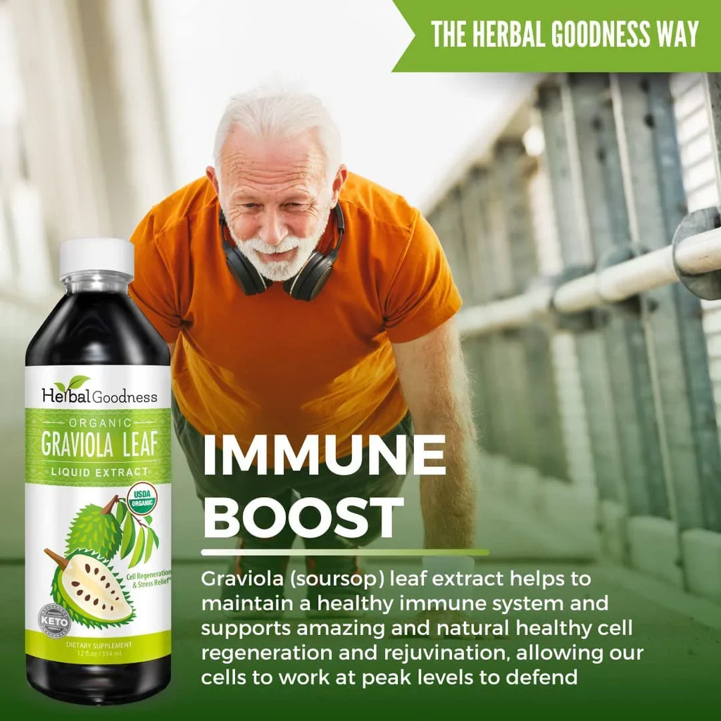Graviola Leaf Extract Liquid - Soursop (Guanabana) Leaves Ð USDA Organic, Non GMO, Kosher Ð Cell Support & Regeneration & Stress Relief - Immune Boost Ð - 12oz Bottle