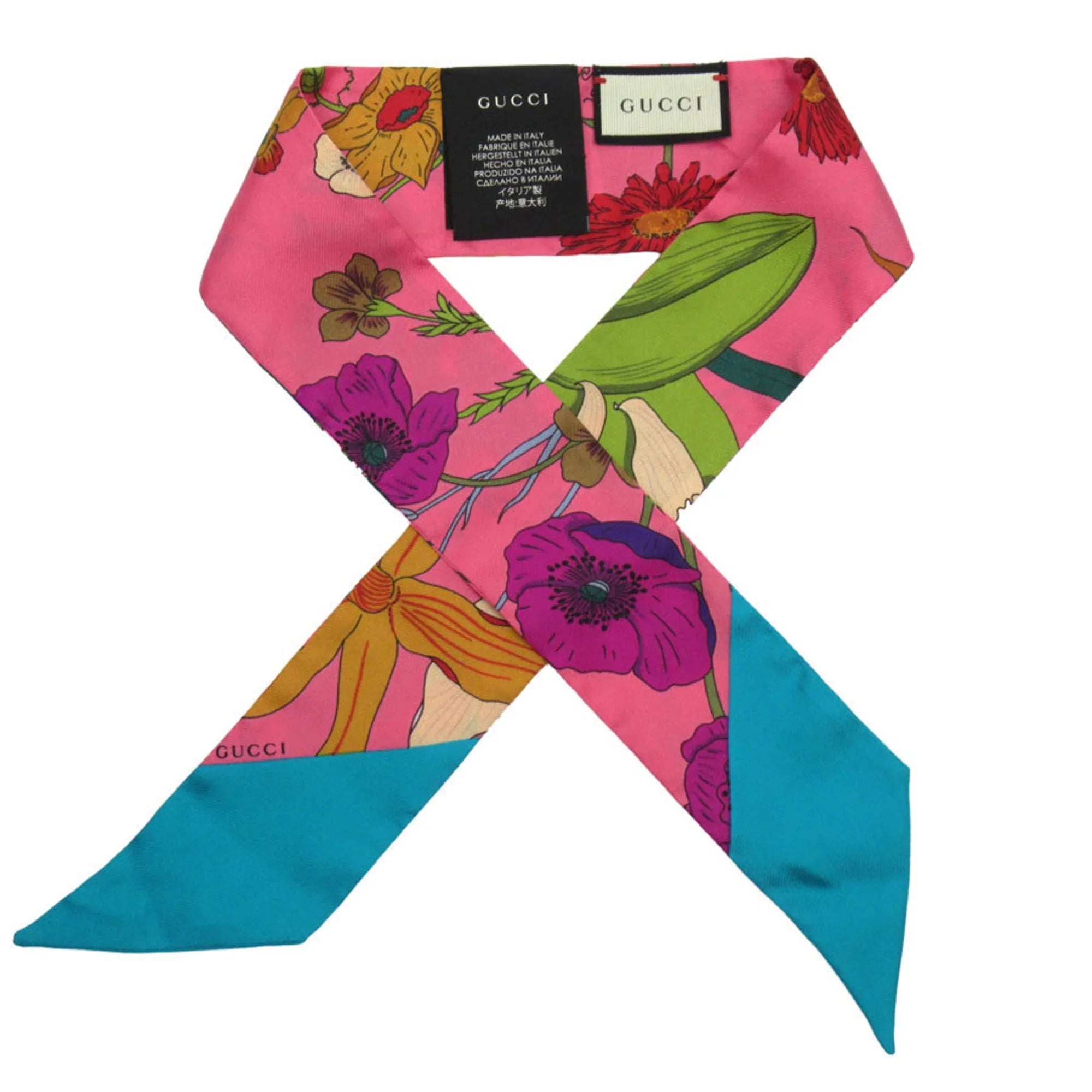Pre-Owned GUCCI Scarf Muffler Silk Pink/Multicolor Women's w0157a (Good)